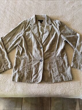 Eddie Bauer Light Gray Floral Embroidered  Velvet Blazer 16 tall